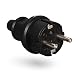 Produktbild HEITECH Gummi Schutzkontakt Stecker mit Knickschutz - Schutzkontaktstecker schwarz, 250V, 16A, IP22 für Innenbereich - Vollgummi Schuko Stecker