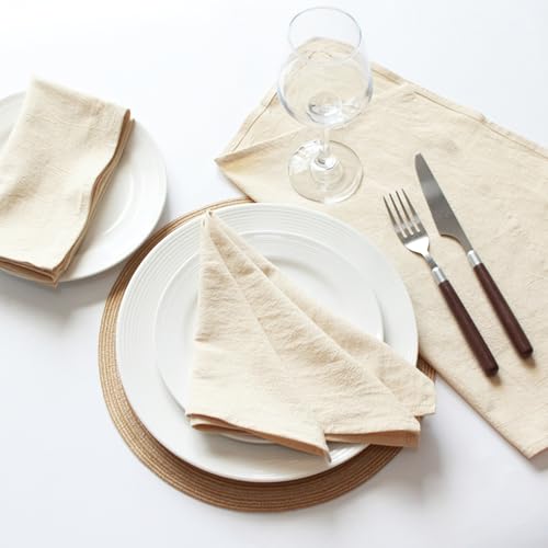 Servilletas de lino set de 6 beige 40x40 cm miniatura 7