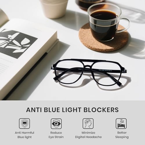 Image of Cyxus Aviator Blue Light Glasses for Women Men Reduce Eye Strain 8196 | Eye Protection,UV Protection,Retro Pilot Frame,Ideal for Office Work Daily Wear