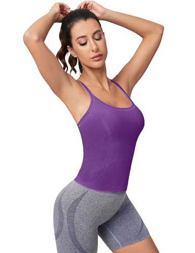 Image of MathCat Workout Tank Tops for Women with Built in Bra, Sleeveless Gym Tops Seamless Racerback Athletic Yoga Shirts