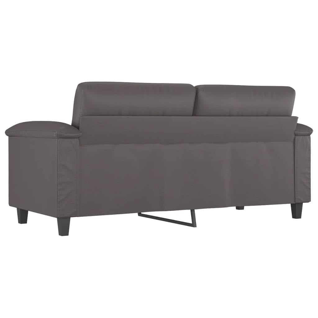 vidaXL Sofá de 2 Plazas, Sofá con Reposabrazos Respaldo, Sofá Biplaza Tapizado, Mueble Asiento para Salón Dormitorio, Cuero Sintético Gris