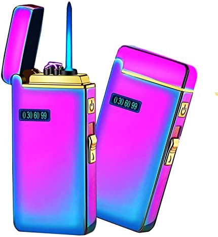 Arc Lighter, Jet Flame Torch Lighter Electric Lighter Refillable Butane 2 in 1, USB Rechargeable Lighter with Windproof Infinity Lighter for Cigar,BBQs,Fireworks,Candle,Camping (Color Ice)