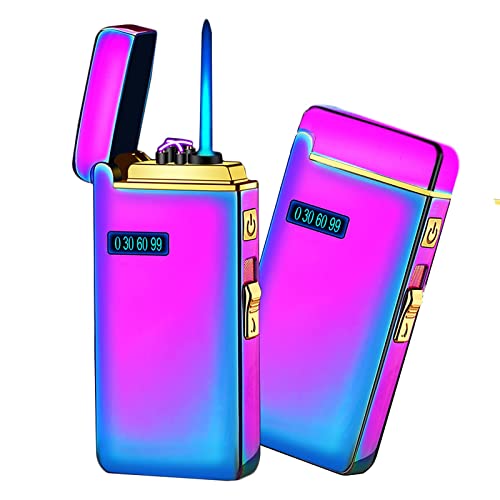Arc Lighter, Jet Flame Torch Lighter Electric Lighter Refillable Butane 2 In 1, Usb Rechargeable Lighter With Windproof Infinity Lighter For Cigar,Bbqs,Fireworks,Candle,Camping (Color Ice) #TOP26