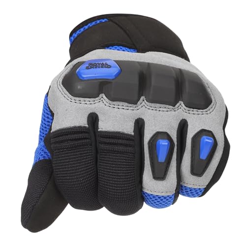 Image of Royal Enfield Rambler V3 Riding Gloves |TPR Knuckle Protectors for Protection Against impacts and Abrasion| 100% Polyester Air mesh| Poly Stretch Fabric for Comfortable fit Blue XL 23CM