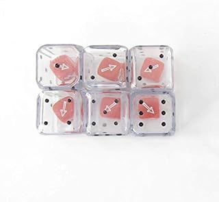 Clear Double Dice with Red Arrow Dice Inside Clear D6 Aprox 25mm (1in) Pack of 6 Wondertrail