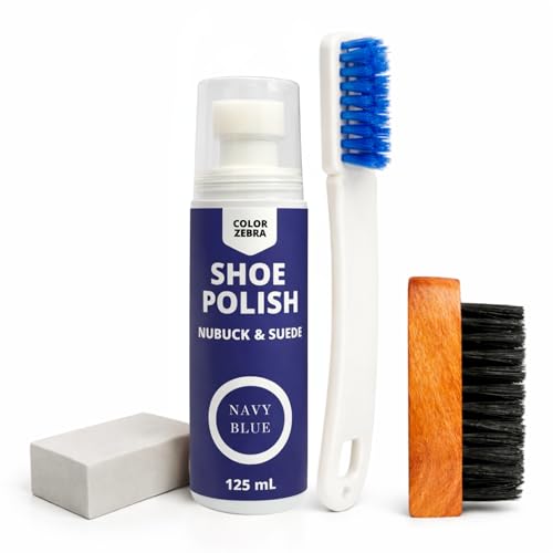 Image of Color Zebra Nubuck & Suede Shoe Polish and Shoe Care Kit | 125 ML Renovator with Handled Brush, Wooden Suede Brush & Cleaning Block