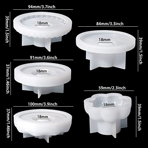 Voyyphixa 5PCS Candles Holder Resin Molds, Round Candlesticks Epoxy Molds Flowers Tealight Epoxy Casting Silicone Molds for Epoxy Resin DIY Trinket Dish, Jewelry Candy Box, Table Decorations by Voyyphixa - Image 7