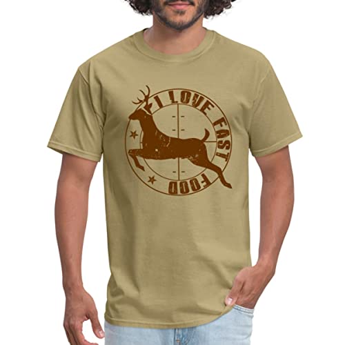 Spreadshirt Funny Hunting Quotes Humor Deer Fast Food Men's T-Shirt, 2Xl, Khaki #TOP4