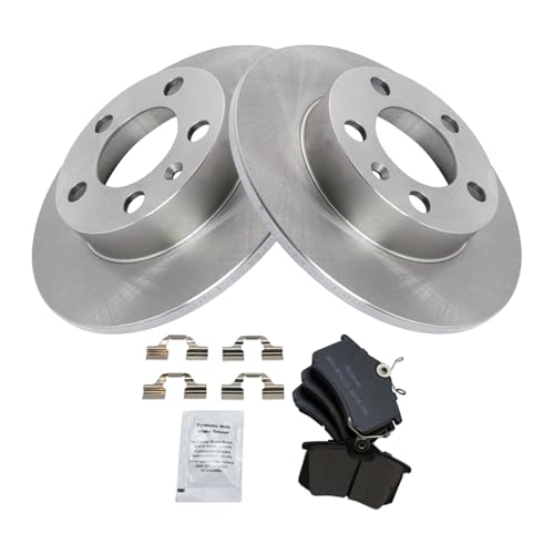 Image of TRQ Rear Brake Pad and Rotor Set Semi Metallic Solid Rotors
