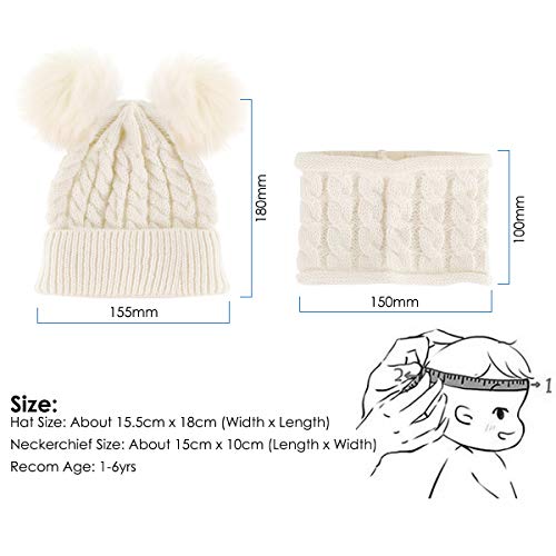 Oenbopo 1240875-AM84UK-CYOJA 2Pcs Infant Toddler Kids Baby Winter Warm Knit Hat Beanie Cap & Neck Warmer Circle Loop Scarf thumb #2