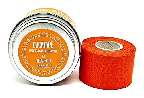 Demian Arriaga Signature Series Eucatape Eucalyptus Infused Hand Drumming Tape - Protects Hands from Blisters Cuts Dry Skin for Drum Sets Sticks Percussion, Orange