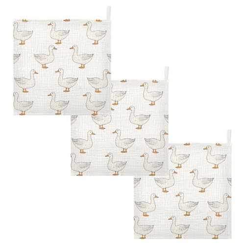 Image of vvfelixl Coquette Duck Baby Burp Cloths Baby Muslin Washcloths for Boys Girls Cotton Babys Face Towel for Newborn Infants Soft and Absorbent 11.8 X 11.8 in, 5 Pack