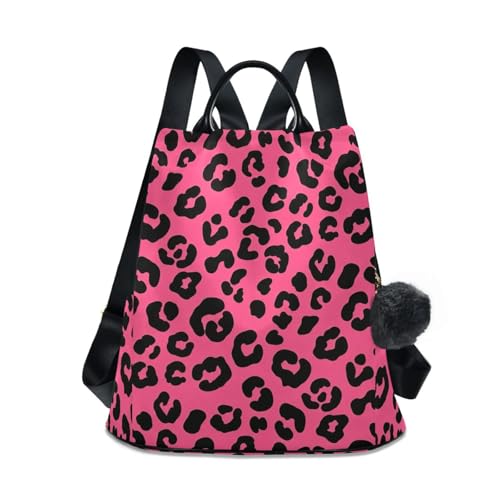 Sac à dos rose vif à pois noirs en polyester idéal voyage et shopping avec poche antivol arrière