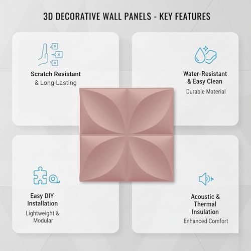 Image of Kayra Decor Wall Panels for Bedroom Butterfly Design Blush Pink Color 19.7 inch x 19.7 inch (Pack of 40) - Covers 107.80 Sq. Ft.