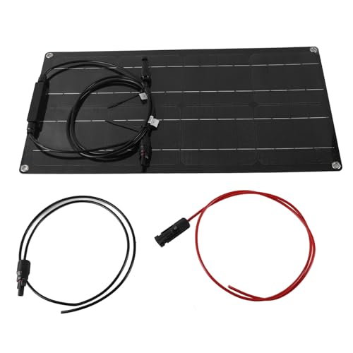 CDQL Black, Lightweight Solar Panel, 100W Monocrystalline, Portable Solar Charger Panel with Wire, Solar Panel for RV, Tent, Roof
