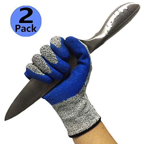 Cut Resistant Gloves 2 Pack, Grip Coating Breathable Work Gloves, Level 5 Protection Comfortable for Garden Construction Woodworking Auto Mechanic Multi-purpose.