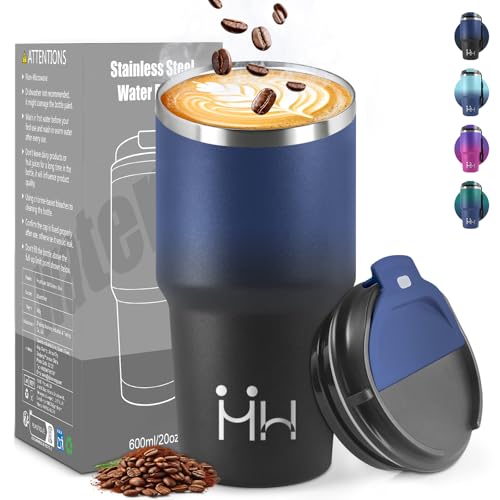 HoneyHolly Termo Cafe 600 ML, Reutilizables, Vaso Termico Cafe Antigoteo para Coche, Acero Inoxidable 304, Taza Termica Para Llevar, Termo Café Hermético para Café Frío y Caliente, Leche y Té