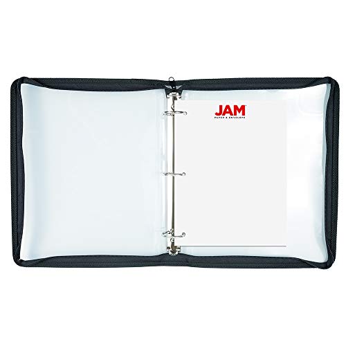 JAM PAPER Plastic Zipper 1.5 inch Binder - Clear 3 Ring Binder - Sold Individually