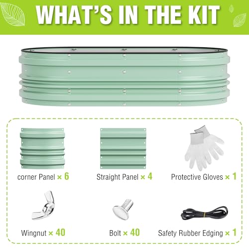 Image of WORKPRO 4x2x1ft Galvanized Raised Garden Bed Set | Rust & Corrosion Protection, Safe Edge, Easy Assembly Planter for Vegetables & Flowers, Light Green