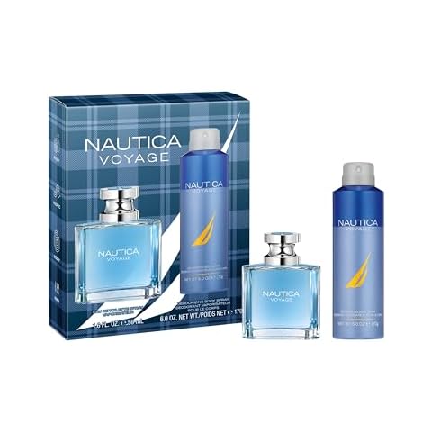 Nautica Voyage Eau de Toilette + Deo Body Spray Gift Set, Notes of Apple, Cedarwood, Mimosa, Men's Fragrance, Long Lasting, Everyday Fragrance Cover