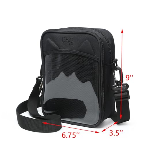 CHERRY SAUCE Unisex Cute Cat's Ears Ita Bag Canvas Crossbody Bag Purse Shoulder Bags for Anime Display2