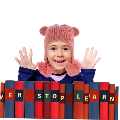 Cute Bear Ear Hat for Boys and Girls Boy Girl Bucket Cap Winter Warm Knit Hat Windproof Decorative Balls Pink4
