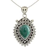 NOVICA Malachite .925 Sterling Silver Pendant Necklace, 17.75' 'Mirror of the Soul'