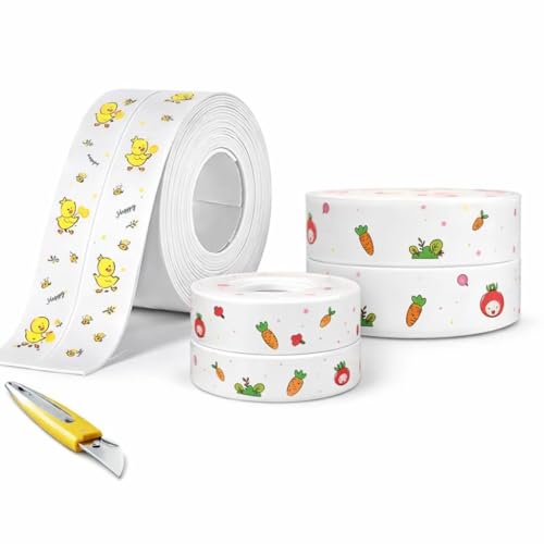 Image of Waterproof Tape for Kitchen Sink Oil Proof Caulk Kitchen Sink Tape Waterproof for Corner Caulk Self Adhesive Sealing Tape Gap Sealer for Platform Bathroom(Multi Print) (PACK OF 1)