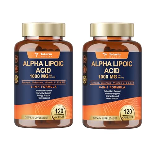 2 Packs Alpha Lipoic Acid 1000mg Antioxidant Supplement Capsules for Neuropathy Support Supplement Nerve Health Liver Detox Antioxidant Metabolism and Cell Energy Anti-Aging - Non-GMO Gluten Free