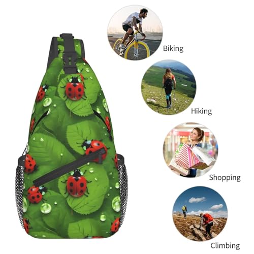 Bolso cruzado con estampado de hojas y mariquitas para senderismo miniatura 6
