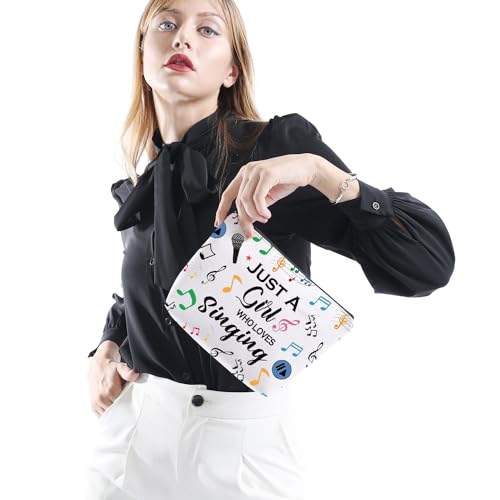Gzrlyf Singing Makeup Bag Just Girl Loves Singing Singer Gift Karaoke Singing Lover Music Lover Cosmetic Bag (Just singsingMB)4