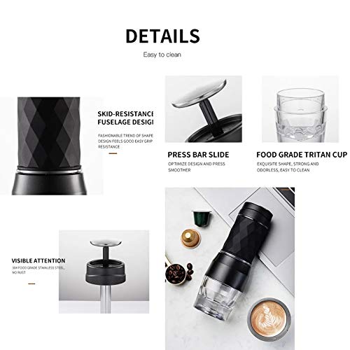 Cafetera de café portátil, máquina de café de viaje, cápsula y café en polvo, cafetera manual para senderismo, camping… - Imagen 6