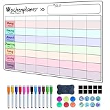 Prelisee Whiteboard Wochenplaner Magnetisch Abwischbar 42×30cm Kann Als Essensplaner Woche,To Do Liste,Haushaltsplaner,Einkaufsliste, Kinder Wochenplaner Abwischbar für Kühlschrank