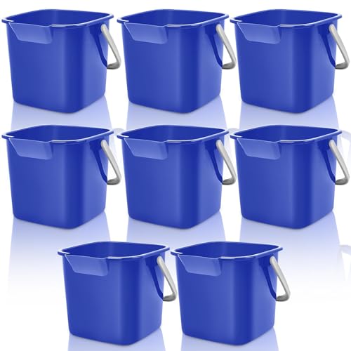 Image of Irenare 8 Pcs Sanitizing Bucket 3 Quart Cleaning Pail Small Detergent Square, Spout and Handle Plastic Utility Sanitizer Buckets for Restaurant Kitchen Home Offices (Blue)