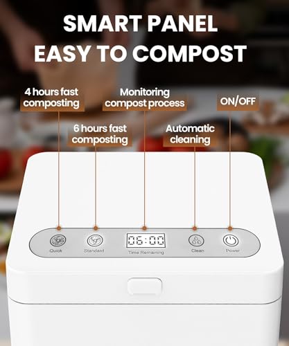 3L Electric Composter, Smart Compost Bin for Kitchen, 3 Modes/Intelligent LED Display/Turn Food Waste into Fertilizer in 4/6 hrs, Beige 0101