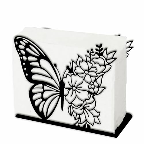 SUPERDANT Serviettenhalter Mit Schmetterlingsblumen Für Tische Serviettenspender Aus Schwarzem Eisen In Schmetterlingsform Durchbrochenes Design Napkin Holder Blumen Servietten Halter Dekor Für Küche