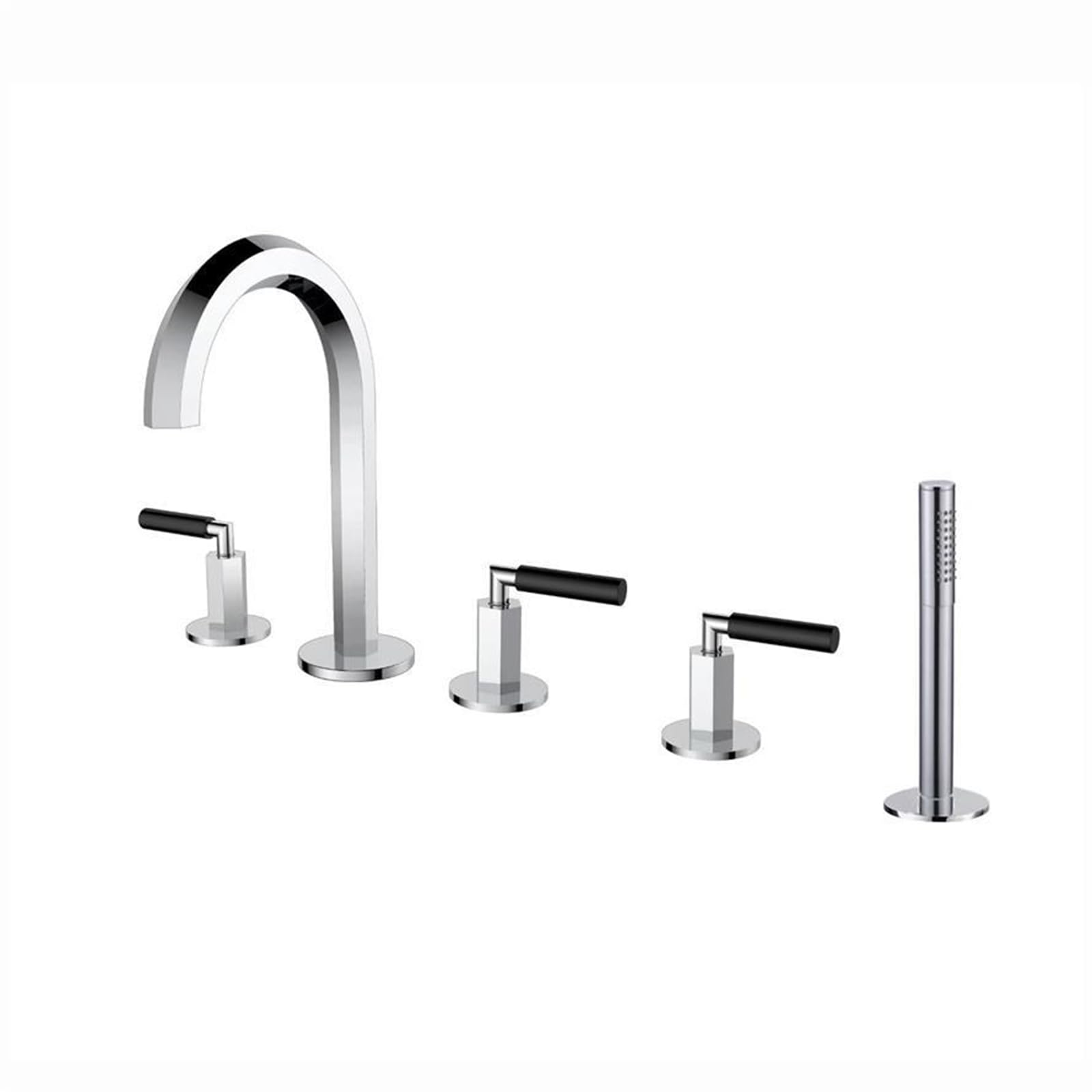 Robinetterie de baignoire à 5 trous en laiton ensemble de douche extractible eau chaude et froide