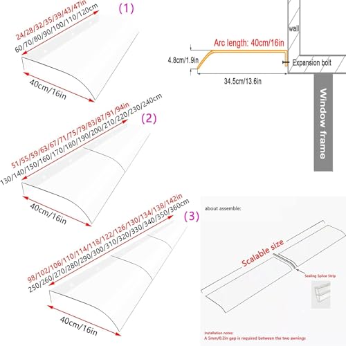 Auvent extérieur multifonctionnel anti-UV, marquise de pluie 40 x 200 cm - 3