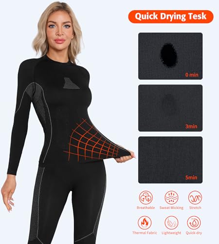 ATTRACO Womens Thermal Underwear Top and Bottom Sets Women Long Johns Warm Base Layer for Cold Weather4
