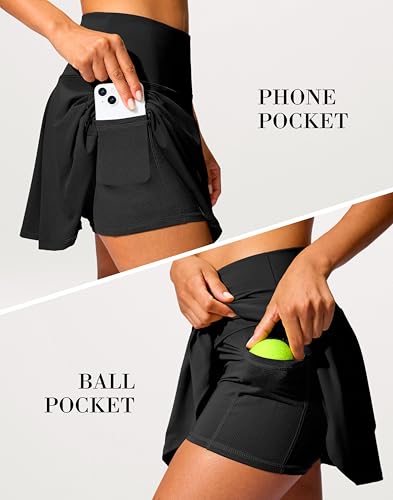 SANTINY 14" Tennis Skirt Golf Skorts with Pockets Tummy Control Shorts Pleated Skirts for Women Athletic Dressy Casual4