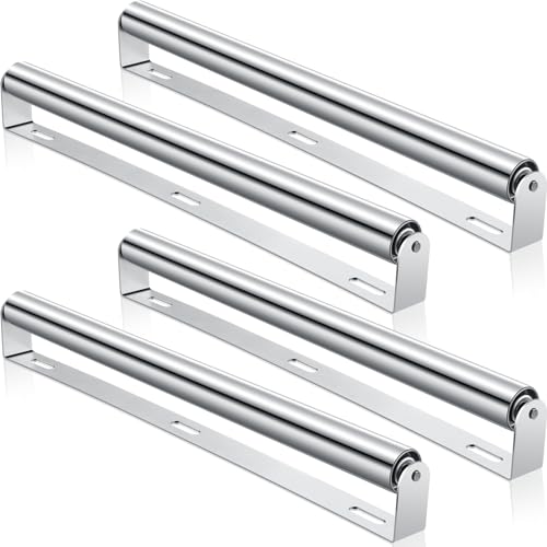 Therwen Boat Trailer Roller with Bracket Set 1.5" Diameter Conveyor Kayak Metal Roller with Bracket for Transporting Raft Industrial Use(21'' Long,Silver,Pack of 4)