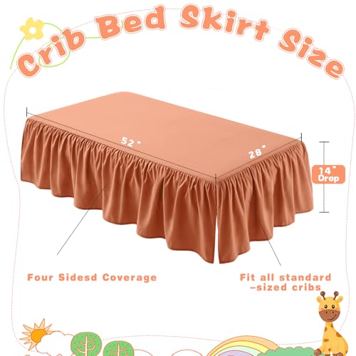 Image of SiinvdaBZX Rust Orange Crib Skirt Dust Ruffle, Microfiber Crib Bed Skirt | 52 inchx28 inch with 14 inch Drop, Durable Full Coverage Toddler Bedskirt Fit for Baby Boys Girls Nursery Standard Crib