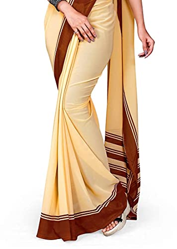 Image of Uniform Sarees Corp Women's Polyester, Cotton Saree With Blouse Piece