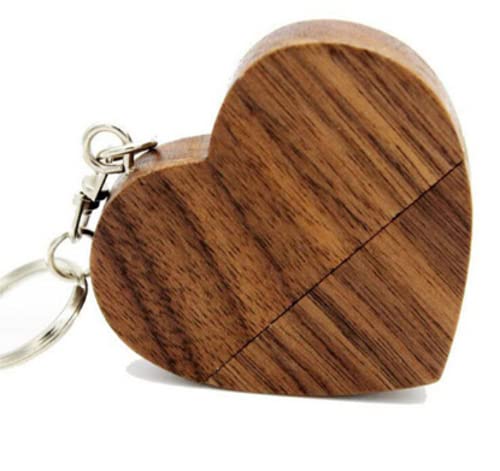32 GB USB-Stick 2.0 Holz massiv Herz Liebe Hochzeit Speicherstick Flash Drive (Nussbaum 32 GB (ohne Gravur))
