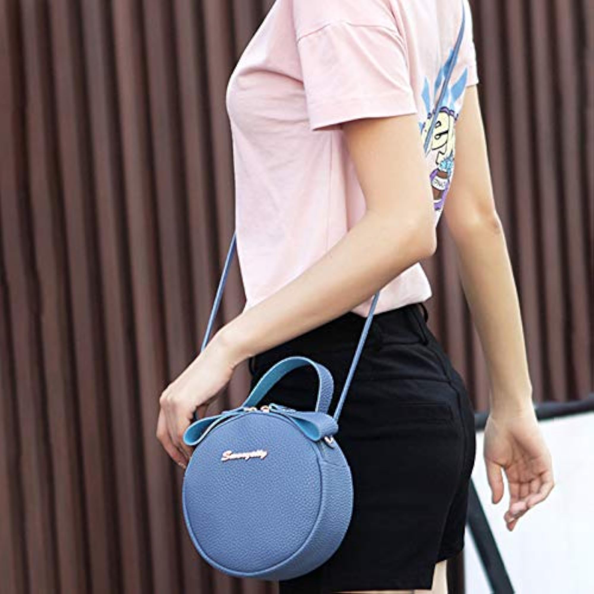 Ladies Portable Small Round Messenger Shoulder Bag