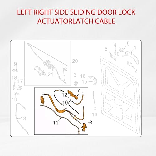 Image of Left Side Sliding Door Lock Actuator Latch Cable Compatible for 2015-2020 Ford Transit-150, Transit-250, Transit-350, Transit-350 HD & Thomas Transit Liner CK4Z61264A01K CK4Z61264A01C /D