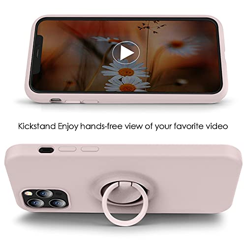 Mocca Compatible With Iphone 12 Pro Max Phone Case 6.7 Inch With Ring Kickstand | Super Soft Microfiber Lining | Anti-Scratch Full-Body Shockproof Protective Case For Iphone 12 Pro Max - Pink Sand #TOP4