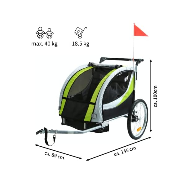 Tiggo Kinderanhänger mit Federung Jogger 2 in 1 Kinderfahrradanhänger Fahrradanhänger Anhänger – Bild 14