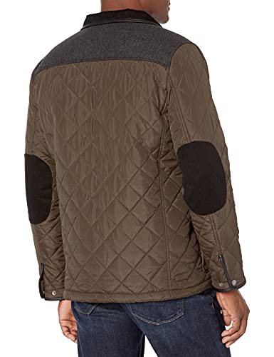 Cole Haan Men's Quilted Jacket With Wool Yoke, Olive, Large #TOP1