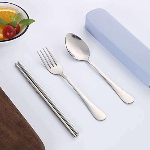 ONUIFIKE Silverware Set, 3/12/18/24/30/36 Pieces Stainless Steel Portable Cutlery Spoon Fork Chopsticks Student Simple Outdoor Travel Convenient Gift Set, Home Cutlery Flatware Set(Green,36 Piece set